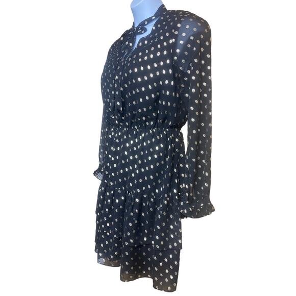 NWT Nanette Lepore black long sleeve dress with gold dots - Size 8 - Picture 2 of 13